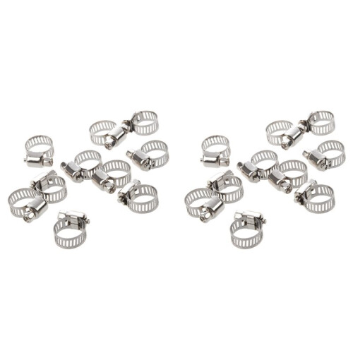 Water Joint Hose Clamps 6-12mm Hoop Silver Tone 20 Pcs