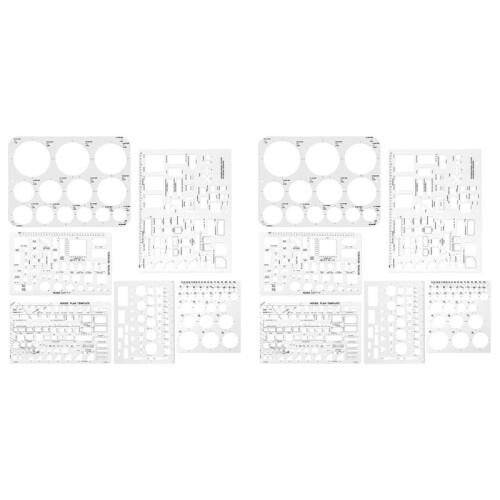 12pcs Circle Template for Drafting, Geometric Shape Stencils Circle Square Measuring Ruler for Building Formwork Drawing