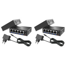 2X 5-Port Gigabit Industrie- 1000Mbps -Netzwerk Ethernet- Home Splitter Büro Netzwerkverteiler EU-Stecker