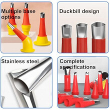 Caulk Finisher Kit Caulking Nozzle Tips Stainless Steel with Connection Bases Replacement 60 Pieces