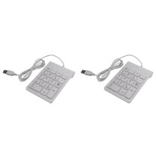 2X USB Kabel Ziffern Block Tastatur 18 Tasten Digitale Tastatur für die Abrechnung Teller Laptop Windows Android Notebook Tablets PC (Weiß)