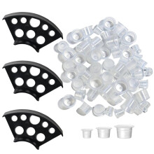 Kit de 303 Peças Tampas de Tinta para Tatuagem com 3 Suportes para Copos de Tinta e 300 Copos de Tinta para Tatuadores & Iniciantes