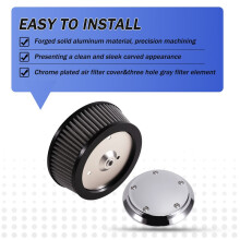 Chrome Air Cleaner Cover & 3-Hole & Gray Filter Element for Dyna Softail Touring