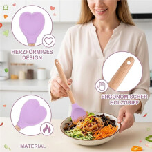 4 Wooden Spoons with Hearts, Versatile Wooden Cooking Spoons for Cooking and Baking, Ideal As A Wedding Gift