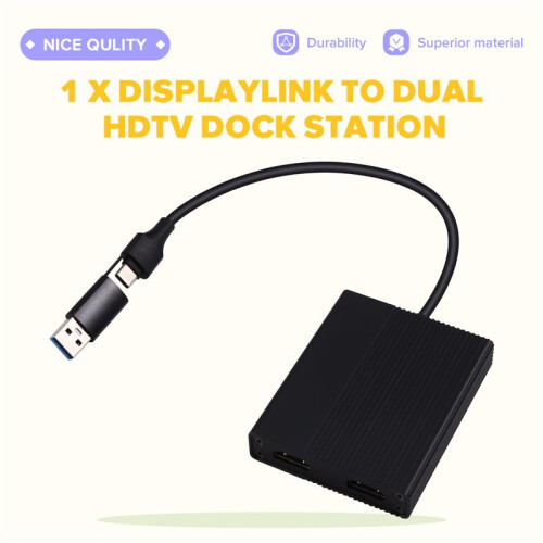 DisplayLink 4K 60Hz USB C/USB 3.0 to Dual HDTV Dock Station for Windows MacOS  M1/M2 Android Chrome 2