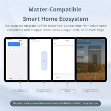 Matter WiFi Curtain Motor for 82-Type Track with RF Remote APP Control for Mi Home Homey SmartThings APP