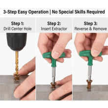 15 Pieces Screws Extractor Set, 37 Cr-Mo & 6542 HSS Steel Cobalt Left-Hand Drill Bit with Center Punch,for Broken Studs