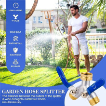 Diviseur de Tuyau 2 Voies, Diviseurs de Tuyau de Jardin, Diviseur de Tuyau D'Eau en Laiton pour RV, Connecteur de Tuyau Double, Filetage GHT de 3/4