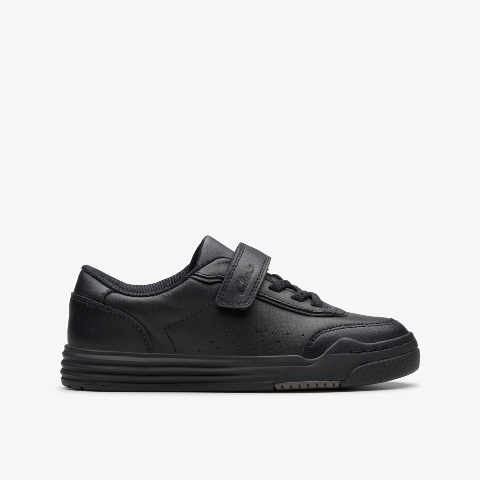 Clarks Unisex Black Urban Bright Kid Leather Trainers, Riptape, School Shoes | : 8-Standard Fit - Image 2