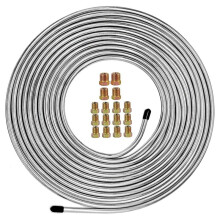 Bremsleitungskit 25 Fuß 1/4" Flexibles Bremsrohr-Rollset mit 16 Umgekehrten Flare-Anschlüssen für die Bremsenreparatur