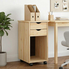 vidaXL Rolling Cabinet Brown 34 x 39 x 65.5 cm Solid Pine Wood
