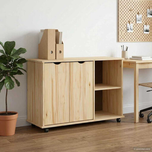 VidaXL vidaXL Rolling Cabinet Brown 100 x 39 x 65.5 cm Solid Pine Wood