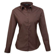 (6, Brown) Premier Womens/Ladies Poplin Long-Sleeved Blouse