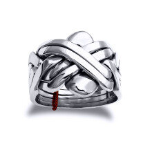 (V) Jewelco London Men's Solid 925 Sterling Silver 6 Piece Puzzle Ring - ARN208