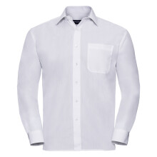 (19.5, White) Russell Collection Mens Long Sleeve Shirt