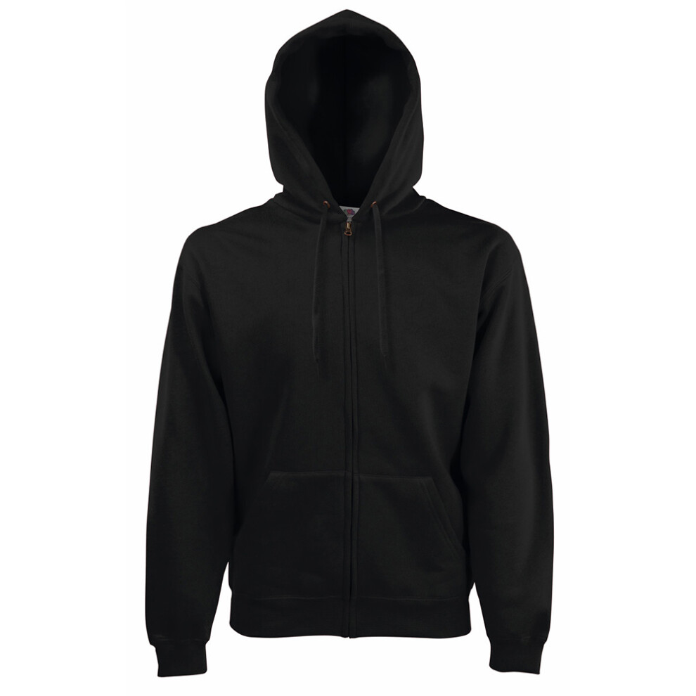 Fruit Of The Loom (L, Black) Mens Zip Through Hooded Sweatshirt / Hoodie