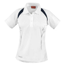 (12 UK, White/Navy) Spiro Womens/Ladies Team Spirit Polo Shirt