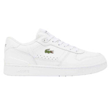 (9 UK, White) Lacoste Mens T-Clip Leather Flat Trainers