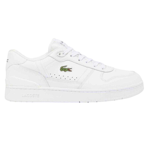 Lacoste (9 UK, White) Lacoste Mens T-Clip Leather Flat Trainers