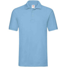 (XXL, Sky Blue) Fruit of the Loom Mens Premium Cotton Pique Polo Shirt