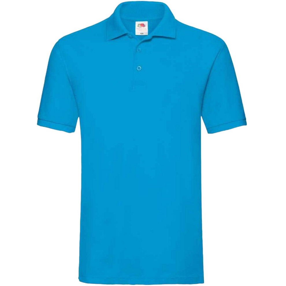 Fruit Of The Loom (Xl, Azure) Mens Premium Cotton Pique Polo Shirt