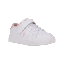 (11 UK Child, White/Pink) Ralph Lauren Childrens/Kids Sutton Leather Trainers