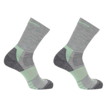 (5.5 UK-7 UK, Grey/Green) Salomon Womens/Ladies Merino Wool Crew Socks (Pack of 2)