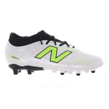(4 UK, White/Green) New Balance Childrens/Kids Asymmetric Panel Firm Ground Football Boots