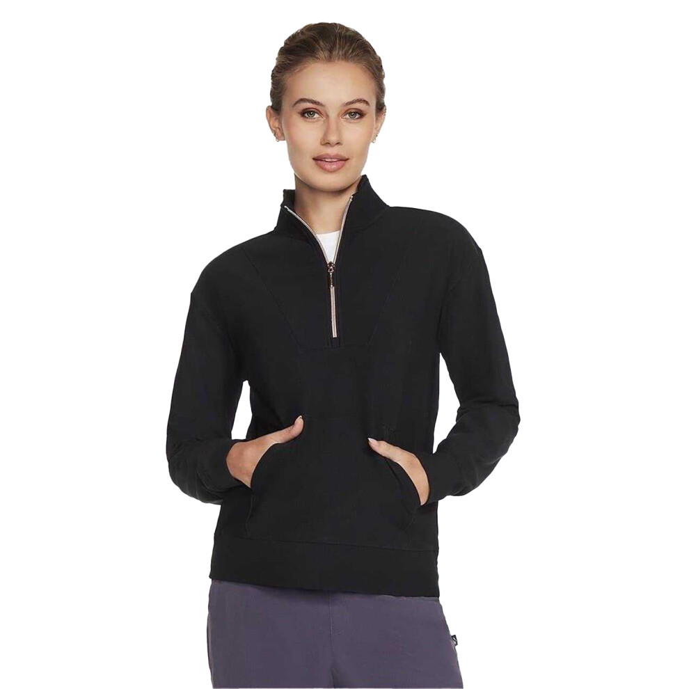 Skechers (10 Uk, Black) Womens/Ladies Goluxe Ribbed Quarter Zip Sweatshirt