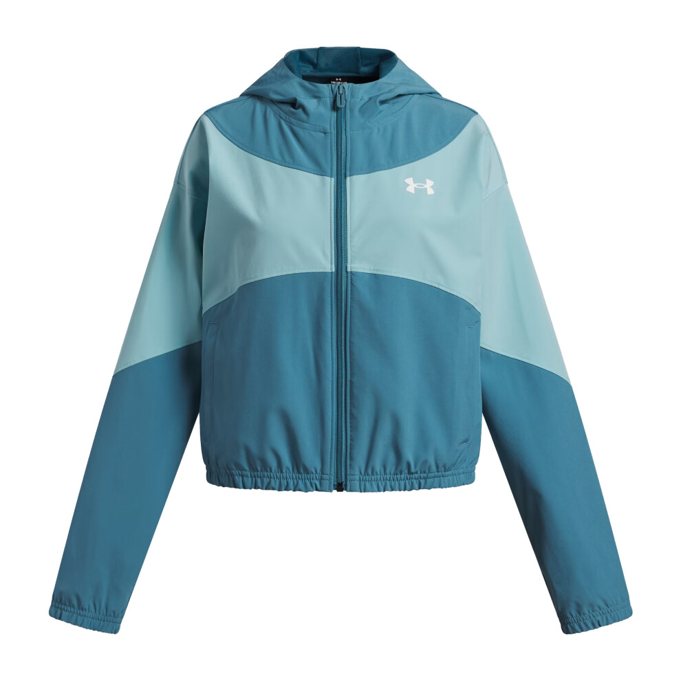 Under Armour (11-12 Years, Blue/White) Girls Rival Woven Windbreaker