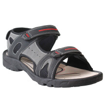 (8 UK, Black/Grey) PDQ Mens Triple Touch Fastening Sports Sandals