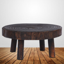 2X Rustic Decorative Round Wood Pedestal Plant Pot Riser Plant Stand Potted Plant Shelf for Indoor Outdoor Home Decor A