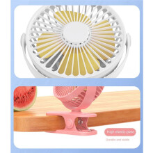 1200Mah Summer Clip- Fan Portable Automatic Oscillant  Fan Rechargeable High Wind Power Fan pour Student Blanc