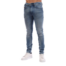 (30R, Blue Denim) Diesel Mens Washed Denim 5 Pockets Straight Leg Jeans