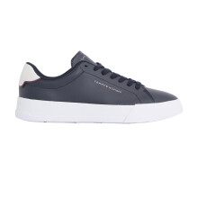 (10 UK, Navy/White) Tommy Hilfiger Mens Pebble Grain Court Leather Trainers