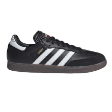 (9 UK, Black/White) Adidas Mens Samba 3 Stripes Full Grain Leather Trainers