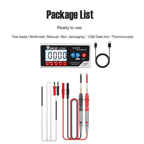 TOOLTOP ET24D Digital Multimeter  Desktop Multimeter 6000 Counts Auto Range for PCB Circuit Testing