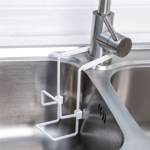 Wall-Mounted Metal Sink Organizer for Sponge and Soap Storage
