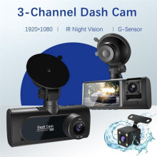 3 Channel WiFi Car Dash DVR Cam 1080P 3-Screen Car Driving Recorder Camera Dashcam Camcorder for Car Monitor