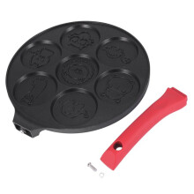 2X Pancake Maker - Non-Stick Pancake Pan Griddle Grill Pan Crepe Maker 7-Mold with Silicone Handle, Black Animal