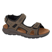 (8 UK, Brown) Roamers Mens Leather Touch Fastening Sports Sandals