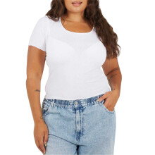 (22 UK, White) Brave Soul Womens/Ladies Scoop Neck Plus Slim T-Shirt