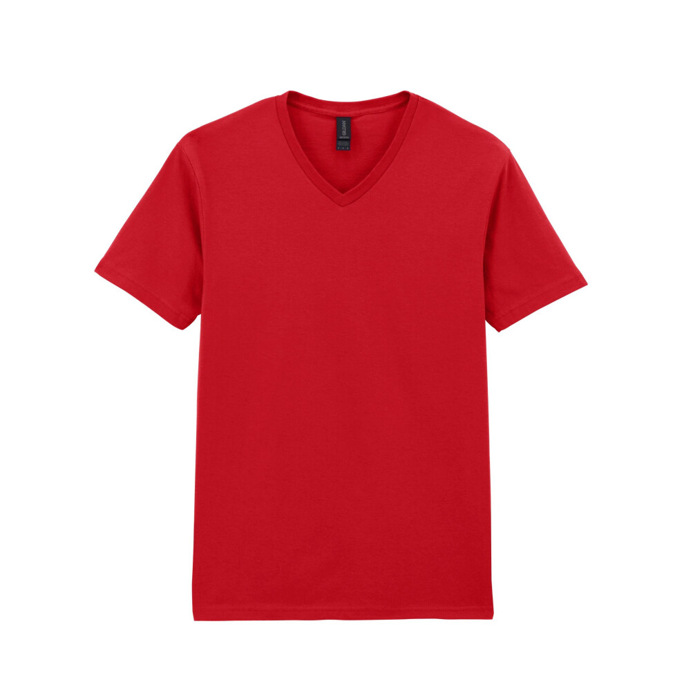 Gildan (Xxl, Cherry Red) Mens Soft Style V-Neck Short Sleeve T-Shirt