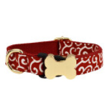 (RedDeco, M) With Pet Collar Printed Design And Bone Decoration For Wear Comfortable Daily