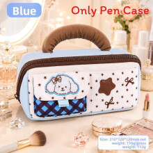 (Blue) Makeup Soft Portable Organizer With Cartoon Pattern For Travel And Home Storage