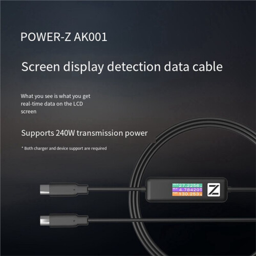 AK001 Multi-Function 240W USB PD Charging Test Cable with Color Display Compatible with USB-C Devices 48V 5A 2