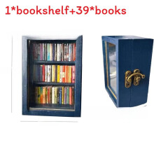 (Blue) Miniature Anxiety Bookshelf Wooden Storage Organizer For And Gift Relaxation