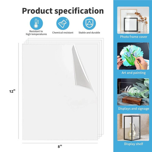 12-Pack 12x12" PET/Plexiglass Sheets, Transparent Clear Plastic Panels for Crafts, DIY Projects
