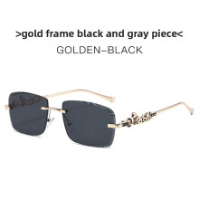 (Black Gray)Geometric Metal Sunglasses With Pc Lenses For Summer Sun Protection And Wear Casual