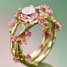 (Gold, 46mm) Minimalist Rose Elegant Gold Flower Ring With Geometric Shape For Use Daily
